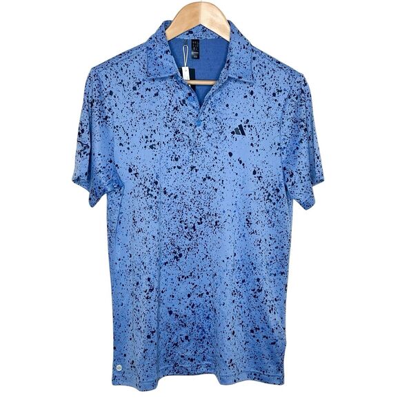 adidas Other - Adidas Jacquard Golf Polo Shirt Blue Mens M Splattered Performance Active